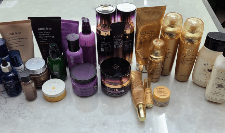 Korean skin care routine products.