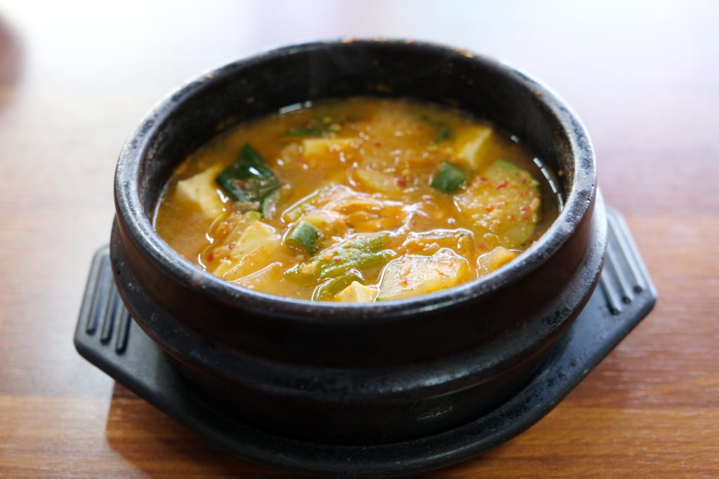 cooking doenjang jjigae