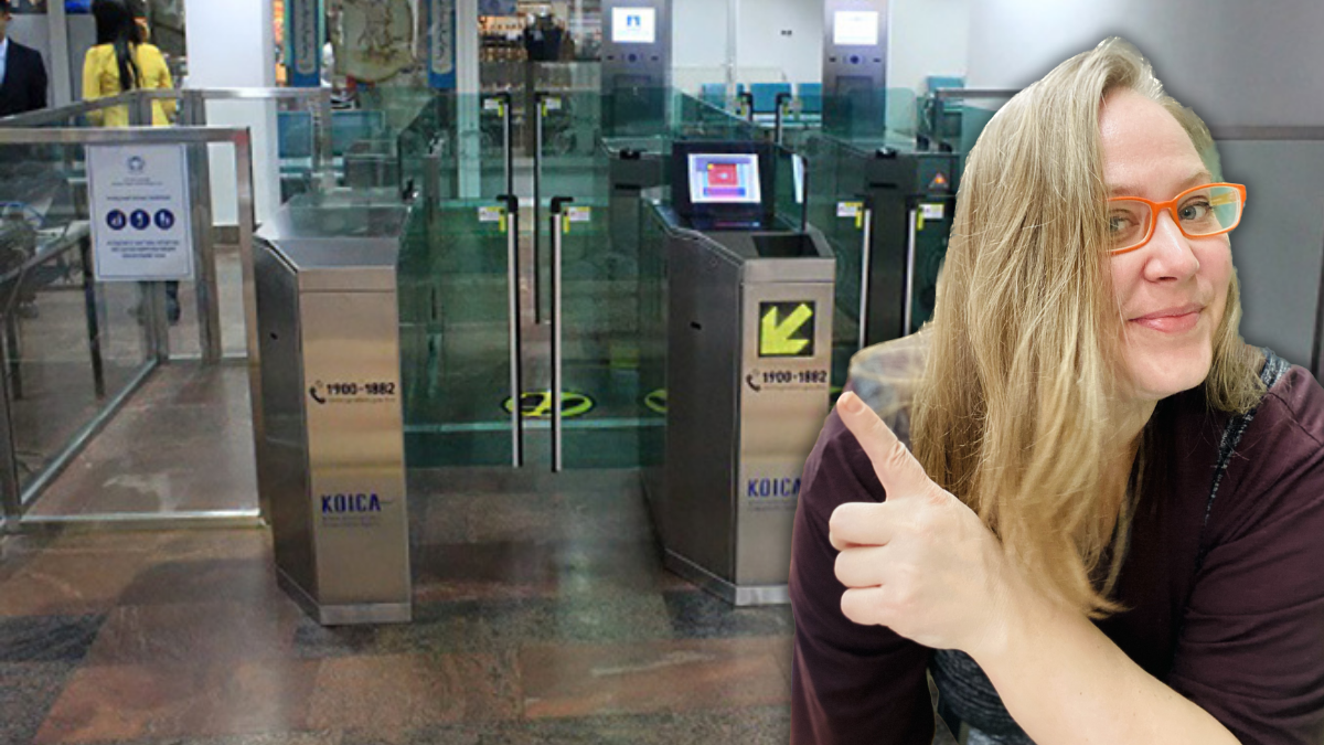 Entering and existing Korea.
