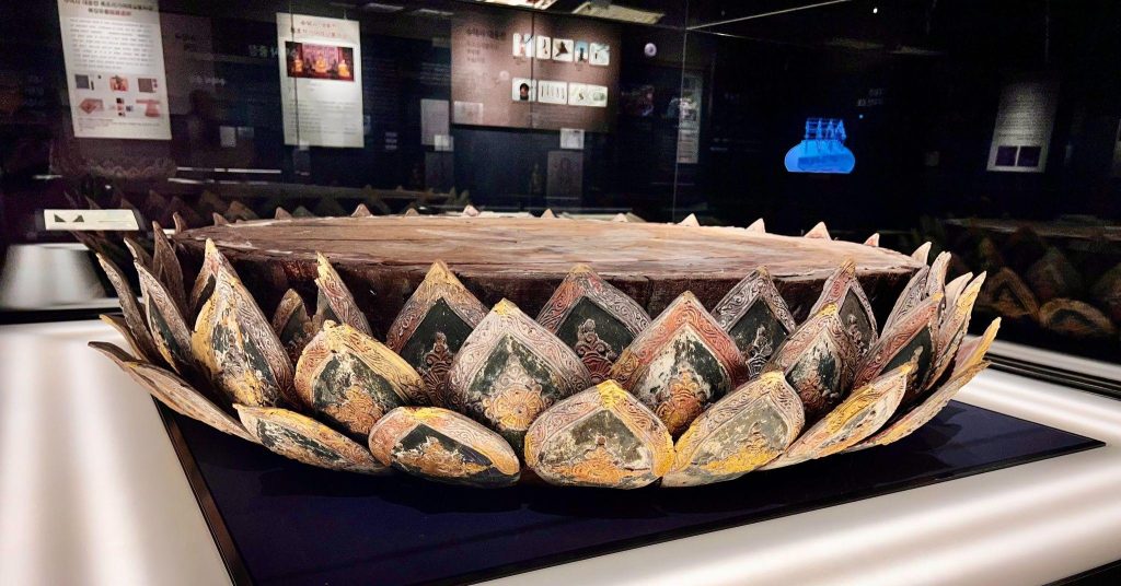Lotus cushion displayed at Sudeoksa Museum in Yesan Korea