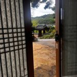 Traditional Korean doors during a Templestay at Sudeoksa Temple in Yesan, South Korea