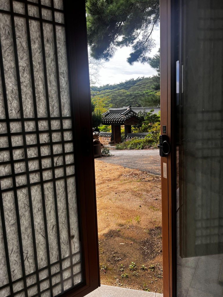 Traditional Korean doors during a Templestay at Sudeoksa Temple in Yesan, South Korea