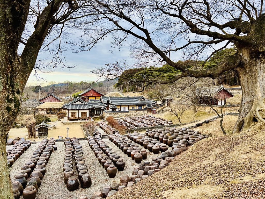 Jangdokdae at Myeongjae Historic House in Nonsan. Fall Foliage